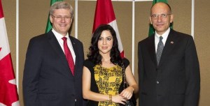 Francesca La marca con Enrico Letta e Stephen Harper
