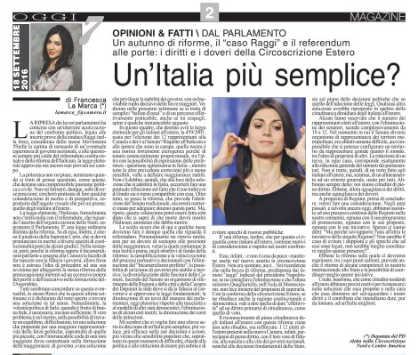 AMERICA OGGI 18 SETTEMBRE 2016