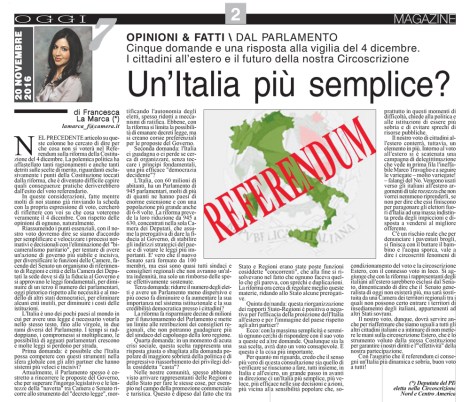 America Oggi 20 novembre 2016