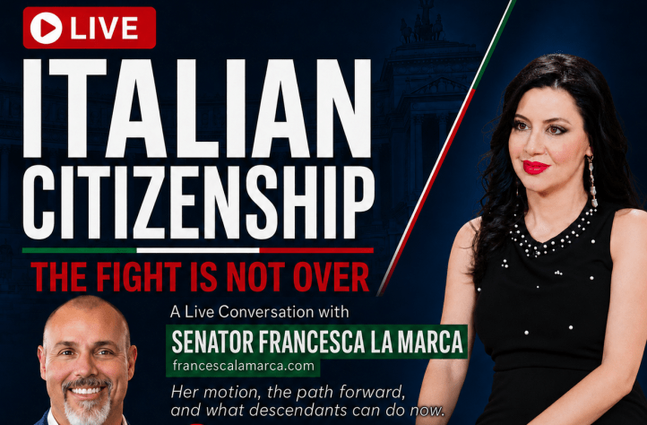 Intervista della Sen. La Marca con Tony Carenzo sulla sua mozione per la trasmissione della cittadinanza italiana per discendenza